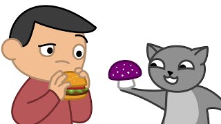 🍄 Poisonous mushrooms! 毒きのこ Cat prevents eating cheeseburger #Shorts (Funny Animation Meme)