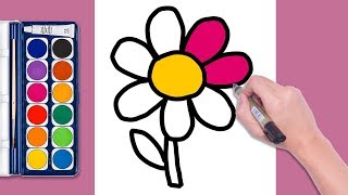 Coloring page FLOWER - How to draw flowers step by step for kids