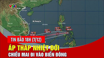 Tin bão 18h ngày 7/12: Áp thấp nhiệt đới chiều mai đi vào Biển Đông | VTVWDB