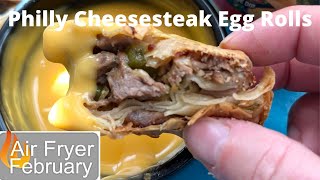 How to Make Philly Cheesesteak Egg Rolls in the Air Fryer!! | Air Fryer Philly Cheesesteak Rolls