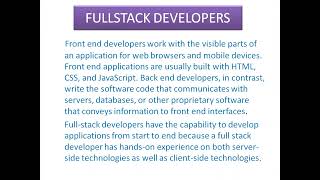 FullStack Developer Training Session - Basics