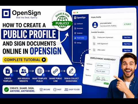 How to Create a Public Profile and Sign Documents Online in OpenSign | Complete Tutorial