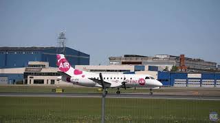 Plane Spotting at Tallinn Airport (SP-KPE) SprintAir SAAB 340A taxi and takeoff 07.06.2022