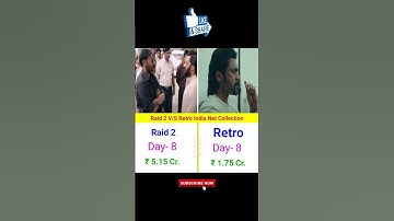 Raid 2 V/S Retro India Net Collection Day- 8 || #raid2 #ajaydevgan #retro #suriya #shorts