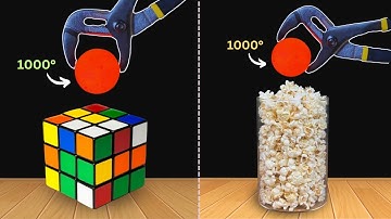 Experiment 1000°C Glowing Metal Ball vs Rubik’s Cube, Giant popcorn | Cool Science Experiment