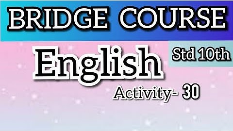 10th Bridge Course | English | Activity 30 | 10 वी चा सेतू अभ्यासक्रम |Maharashtra | @Study Best