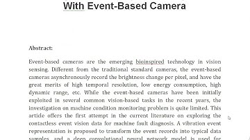 Intelligent Machinery Fault Diagnosis With Event Based Camera