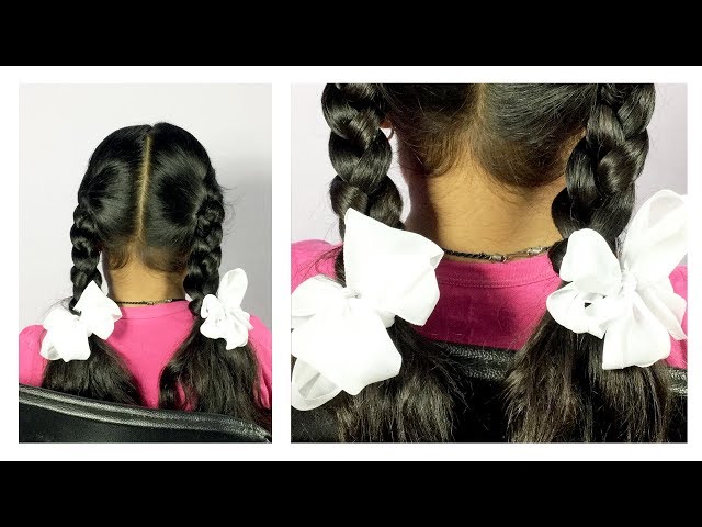 Ribbon plait for School HairStyle  School girl hairstyle tutorial 