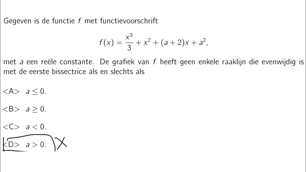 913 Wiskunde vraag 6 2017 Juli Toelatingsproef Geneeskunde Vlaanderen