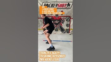 Strength & Agility - Step behind crossovers over hockey stick.