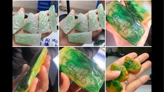 缅甸华侨小姐姐翡翠明料现场直播收货 直播代购 砍价