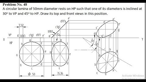 Projection of planes 48th problem Computer Aided Engineering Drawing, projection of planes BCEDK103
