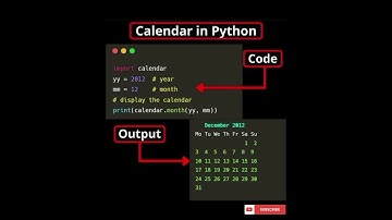 Python Tips: Display a Monthly Calendar in Just 4 Lines of Code!🗓️ #subscribe #PythonCoding #Shorts