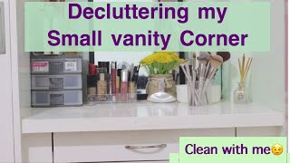 Declutter with me | small vanity corner organization