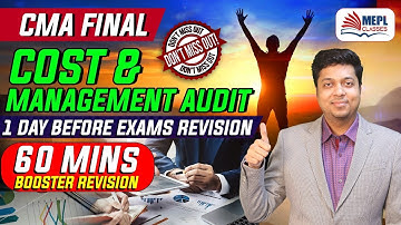 CMA Final Cost & Management Audit | Booster Revision Dec 2021 Exams | Mohit Agarwal