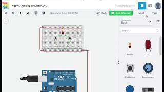 2 Push Buttons Circuit design of Arduino simulator AND  Tinkercad