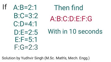 If A:B, B:C, C:D, D:E, E:F, F:G  given.Then find A:B:C:D:E:F:G=?