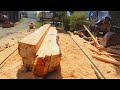 Milling a Giant Pine Log with a Home Made Twin Blade Sawmill