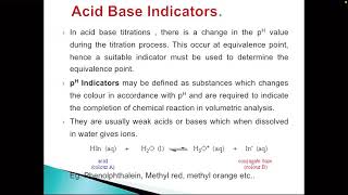 Acid base indicators. /pH indicators/ Indicator Range