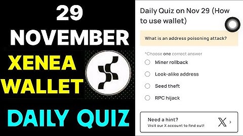 Xenea Wallet Quiz Answer 29 & 30 November | Xenea wallet daily Quiz Answer Today | Xenea Quiz |