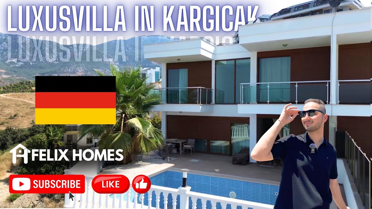 Traumhafte Luxusvilla in Alanya Kargıcak | Panoramablick auf Meer, Burg & Berge | Voll möbliert