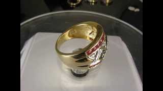 1.4Ct Ruby Sapphire Diamond Cigar Wide Band Cocktail Ring 14K Yellow Gold