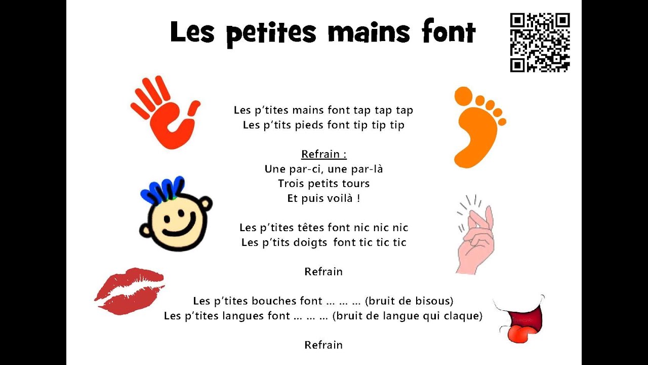 Comptine Mes p'tites mains - Paroles illustrées Mes p'tites mains