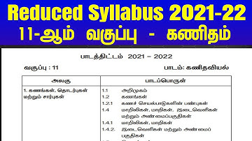 Reduced Syllabus 11th std Math