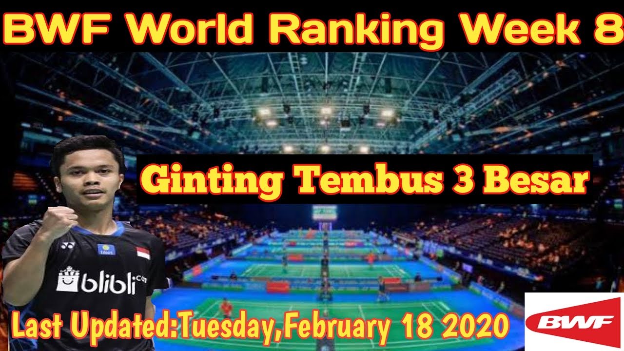 BWF World Rankings Week 8 | Ginting Tembus 3 Besar