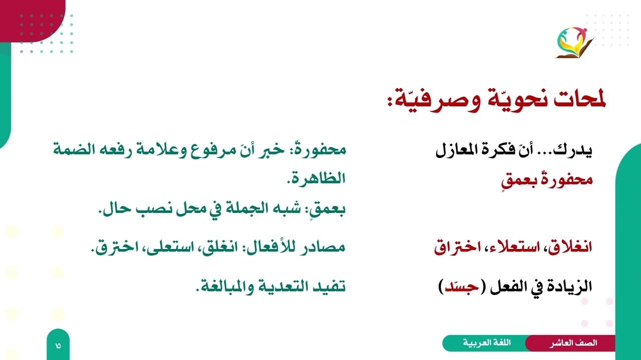 اللغة العربية 10 - فصل 2 | جدار الضم والتوسع (1)