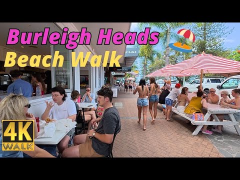 4K Walking Beach Tour - Burleigh Heads Gold Coast Australia 🌴