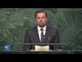 Leonardo DiCaprio addresses UN at Paris Agreement Signing ceremony