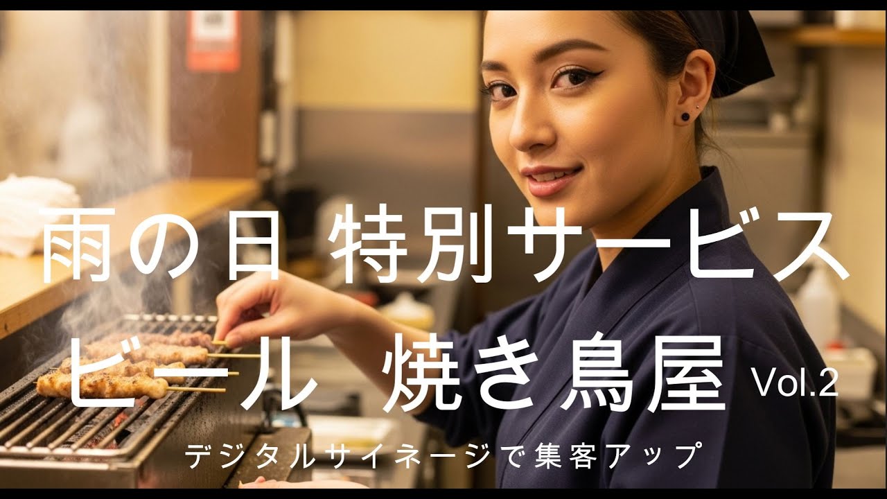 居酒屋の雨の日 女性限定サービス 集客作戦 デジタルサイネージで