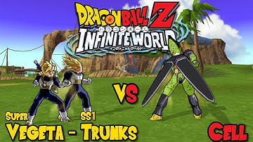 Super Vegeta & Trunks SS1 Vs. Cell (Perfect) (CPU Vs CPU) DBZ - INFINITE WORLD