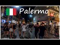 🇮🇹 Palermo Very Crowded Walking Tour 🌃 😱 4K Walk 🌕 Italy Sicily 🇮🇹 (At Night)