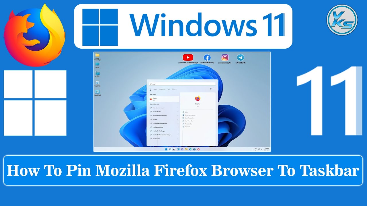 How To Pin Mozilla Firefox Browser To Taskbar On Windows 11 YouTube