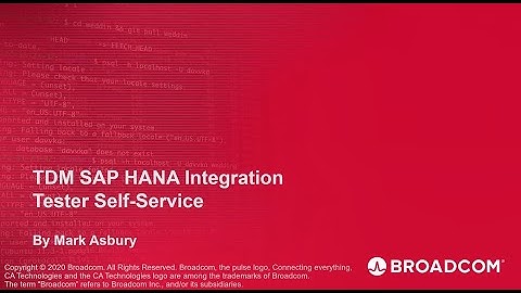 Test Data Manager with SAP HANA - Tester Self Service