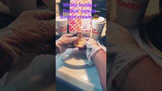 INSIDE 🙄Dunkin' donuts Boston cream 🍩🤪