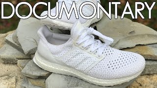 ultra boost clima white on feet
