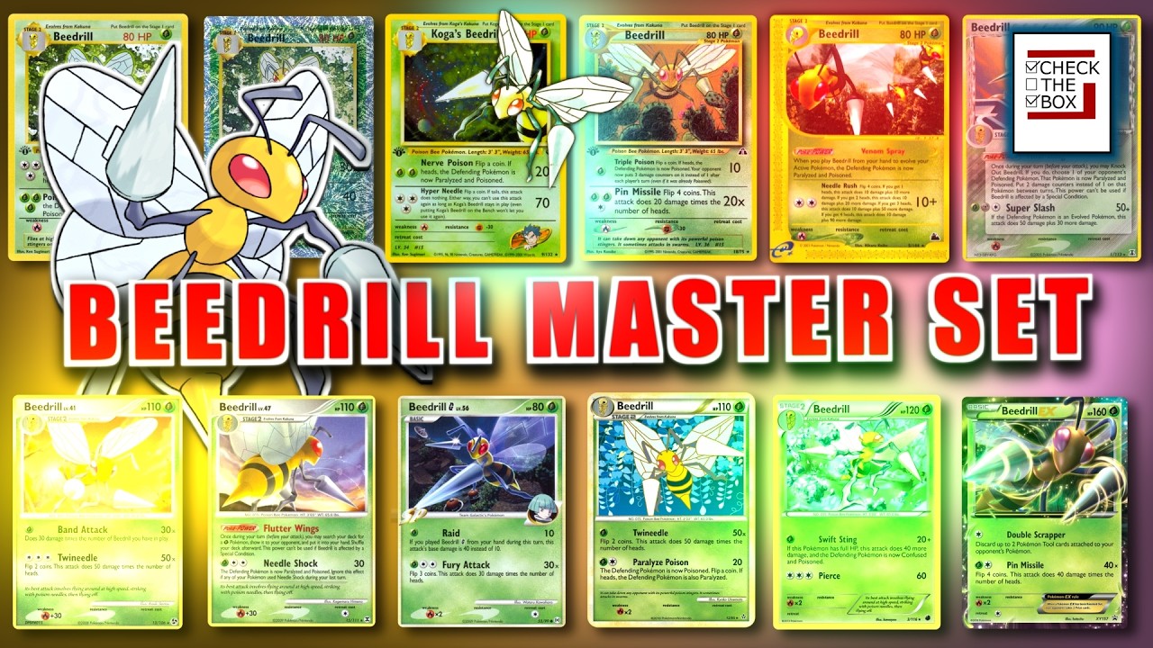 【青と春】PSA9バスター・ブレイダー他 Every Beedrill Card - The Ultimate Pokemon Master List - YouTube
