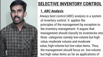 ABC Analysis | Just in time inventory control | MCO 07 | Unit 18 | Part 2