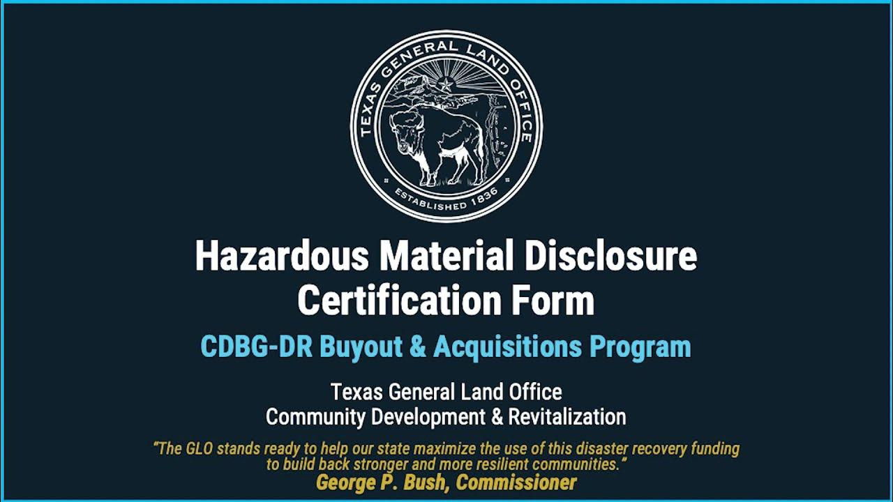 Hazardous Materials Disclosure Certification YouTube