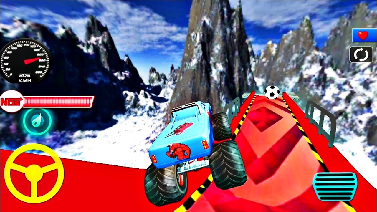 Monster Truck Ramp Stunt Games Monster Car in Mountains Driving