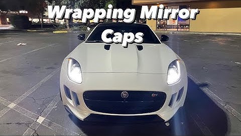 Wrapping Car Mirror Cap Jaguar F-Type With Avery Dennison Vinyl Wrap Gloss Black Covers