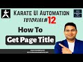 Karate UI Automation Tutorial #12 - How to Get Page Title in Karate UI