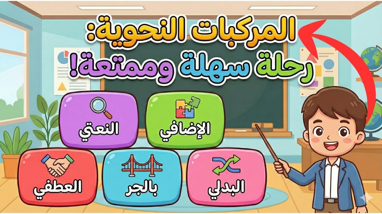 شرح مبسط للمركبات النحوية :(المركب النعتي - الإضافي - البدلي - بالجر - العطفي) مع أمثلة سهلة📚✍️✨