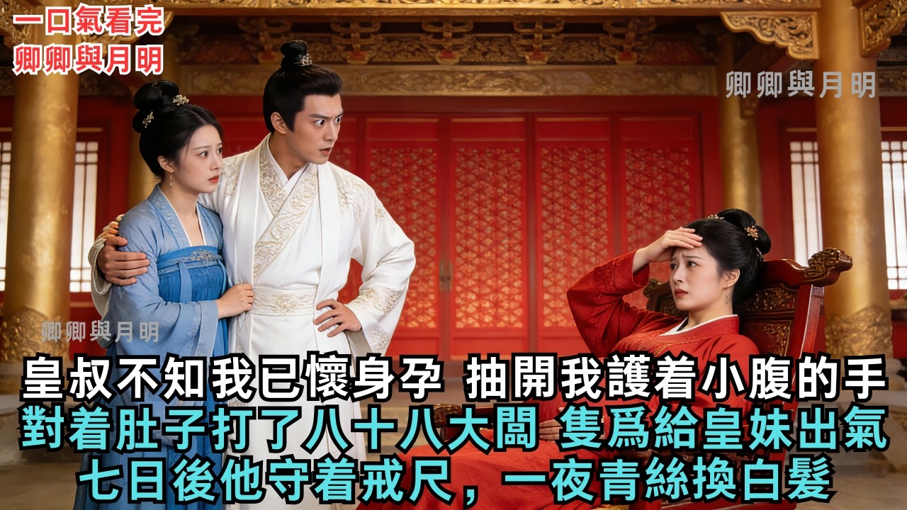 皇叔不知我已懷身孕，抽開我護着小腹的手，對着肚子打了八十八大闆，隻爲給皇妹出氣，七日後他守着戒尺，一夜青絲換白髮.#古言#爱情#故事#小說#愛情#原創故事#原創小説