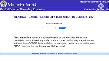 #Ctet Result December 2021 Result Declared
