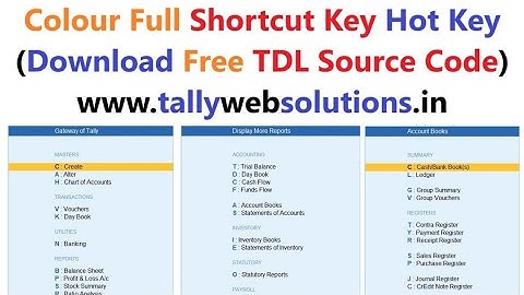 (Download Free TDL Source Code) Colour Full Menu Shortcut Key (Hot Key) in Tally Prime 6.0 Updated