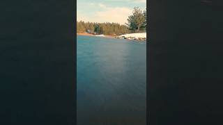 Flying FPV drone over frozen lake ❄